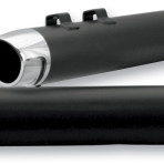 1995-up 3 1/2″ Power-Tour Mufflers by S&S Cycle (Black ceramic w/chrome billet end caps) 1801-0597